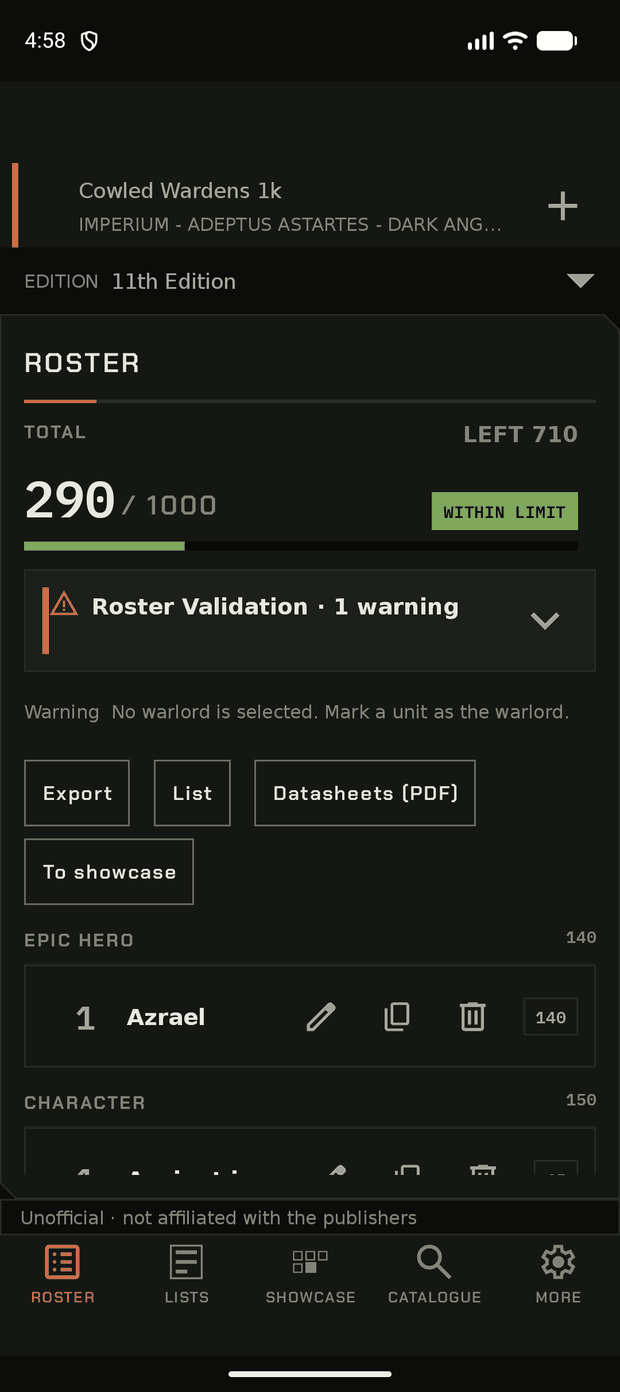 Compact: one area fills the screen, with a five-target tab bar below it.